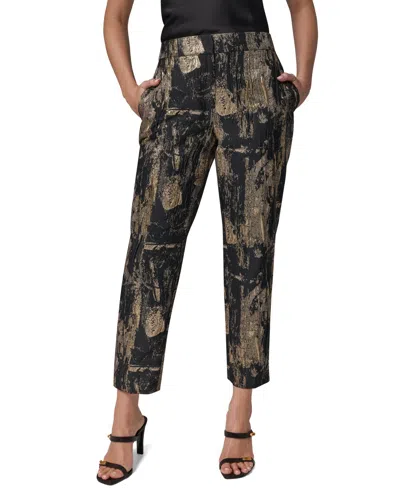 Donna Karan Women's Brushstroke Metallic Slim-leg Ankle Pants In Multi
