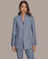 Donna Karan Donna Karen New York Womens Button Sleeve Blazer Slim Ankle Pants Sequin Camisole In Gray