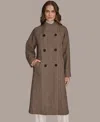 Donna Karan Women's Buttoned Maxi Wool-blend Coat In Brown