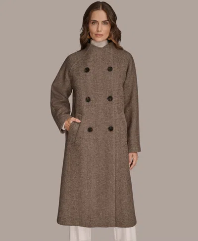Donna Karan Women's Buttoned Maxi Wool-blend Coat In Brown