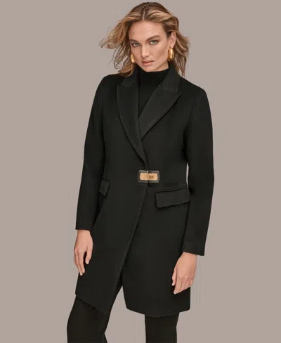 Donna Karan Women's Buttoned Notch Collared Coat In Black