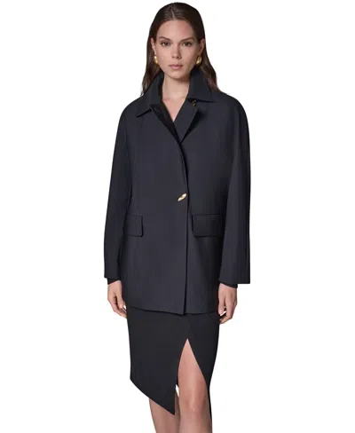 Donna Karan Women's Buttoned Rain Coat In Black
