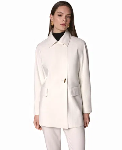 Donna Karan Women's Buttoned Rain Coat In White