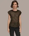 Donna Karan New York Metallic Cap Sleeve Top In Black