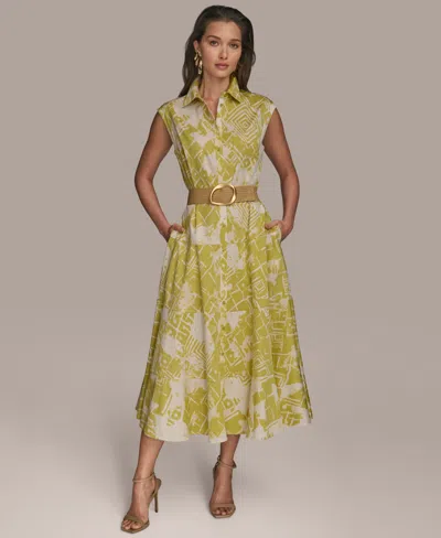 Donna Karan Women's Cap Sleeve Printed Shirt Dress