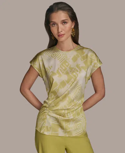 Donna Karan Women's Cap-sleeve Printed Top In Green
