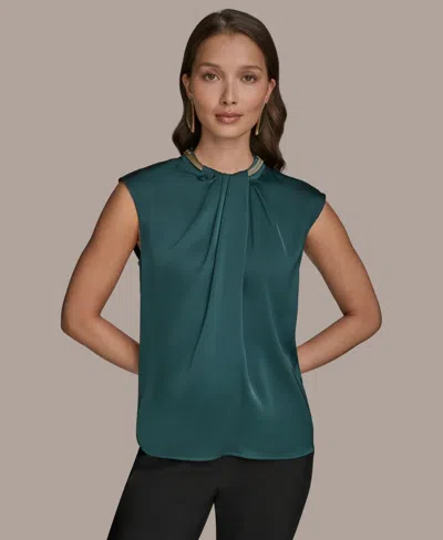 DONNA KARAN WOMEN'S CAP-SLEEVE TWIST-NECK TOP