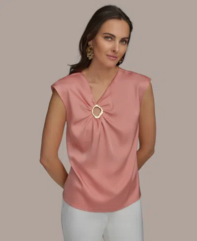 Donna Karan Women's Cap-sleeve V-neck Blouse In Apricot