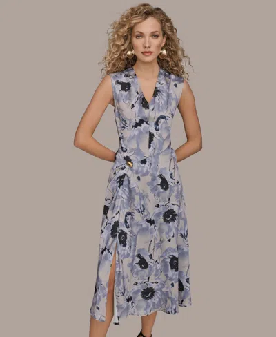 DONNA KARAN WOMEN'S CAP SLEEVES MIDI DRESS