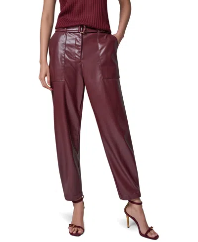 Donna Karan Women's Cargo High-rise Tapered-leg Polyurethane Pants In Burgundy