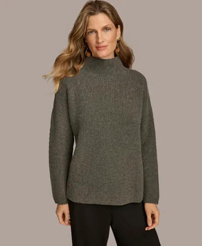 Donna Karan Women's Cashmere-blend Mock Neck Sweater In Heather Ir