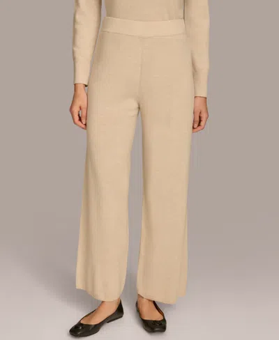 Donna Karan Women's Cashmere-blend Wide-leg Pants In Heather Biscotti