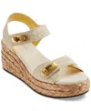 Donna Karan New York Cebrina Ankle Strap Platform Wedge Sandal In Ivory