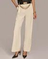 Donna Karan New York Chain Belt Wide Leg Pants In Ivory