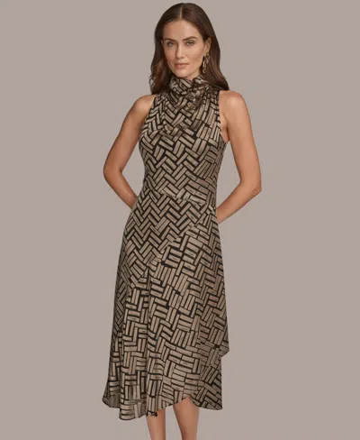 Donna Karan Women's Chevron Burnout Sleeveless Dress In Burgundy
