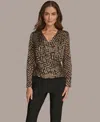 Donna Karan Women's Long Sleeve Chevron Burnout Blouse In Gold
