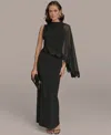 Donna Karan Women's Chiffon-cape-overlay Gown In Black