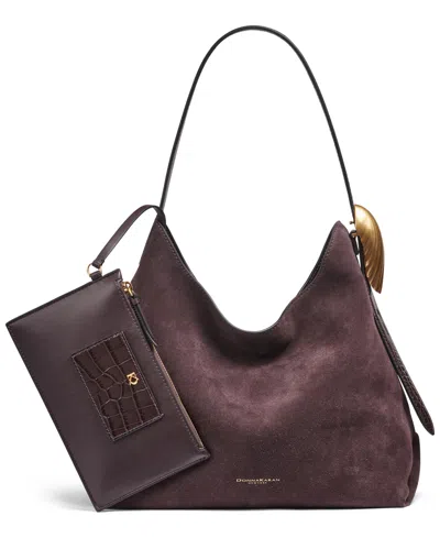 Donna Karan Women's Clasp Medium Bucket Bag In Purple