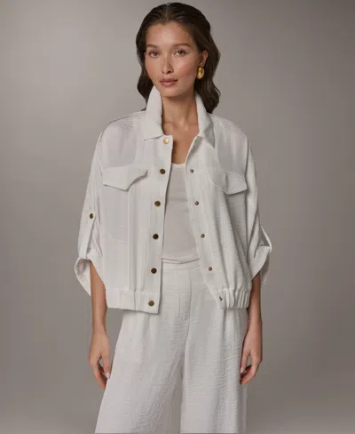 Donna Karan Women's Collared Neck Buton-front Shirt Jacket In Multi