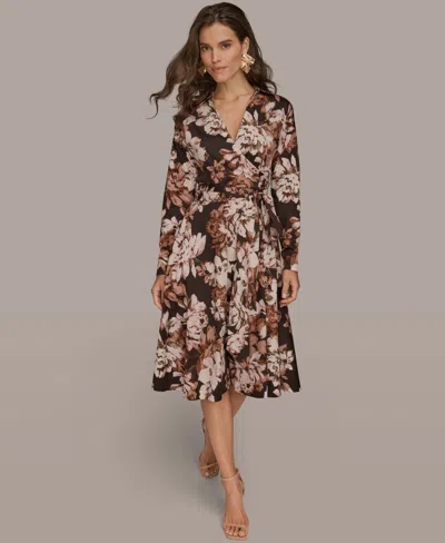 DONNA KARAN WOMEN'S COLLARED NECK MIDI DRESS