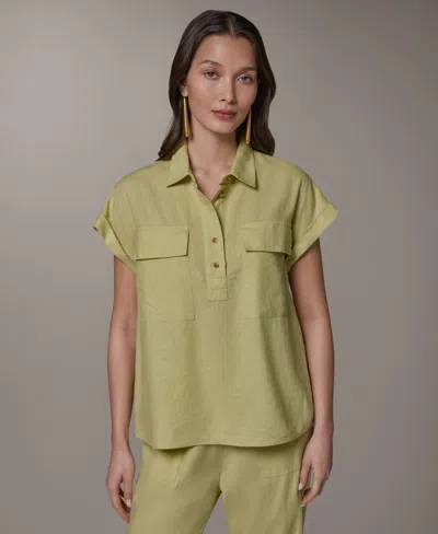 Donna Karan Women's Collared Neck Shirt In Green