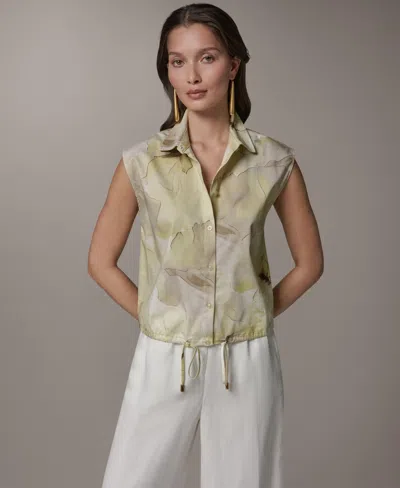 Donna Karan Drawstring Hem Sleeveless Shirt In Multi