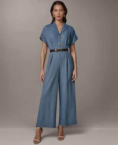 Donna Karan New York Belted Jumpsuit In Blue