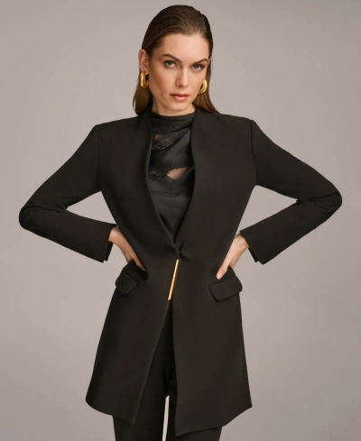 Donna Karan Women's Collarless Hardware Blazer, Regular & Petite Sizes In Black