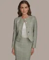 Donna Karan Women's Collarless Tweed Jacket In Green