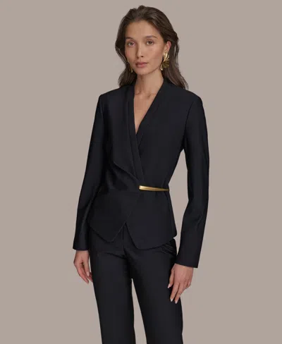 Donna Karan Women's Collarless Wrap Jacket In Black
