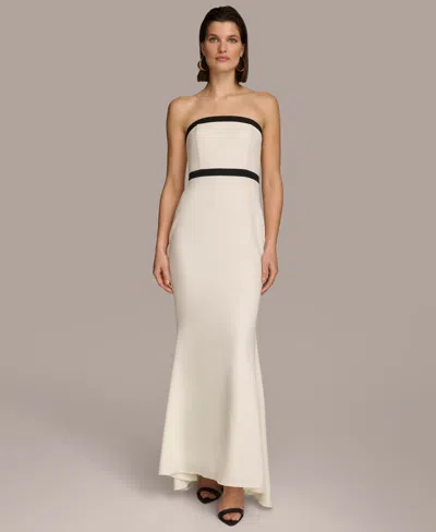 Donna Karan Women's Contrast-trim Strapless Gown In Ivory,black