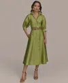 Donna Karan New York Cotton Sateen Midi Shirtdress In Kiwi