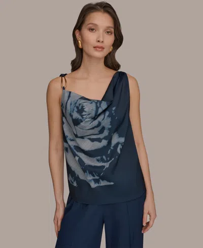 Donna Karan Women's Cowl Neck Blouse In Blue