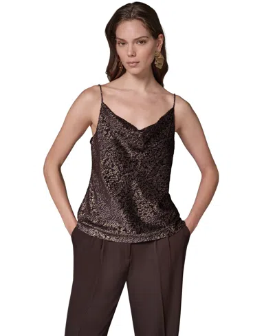 Donna Karan Women's Cowl Neck Metallic Camisole In Brown