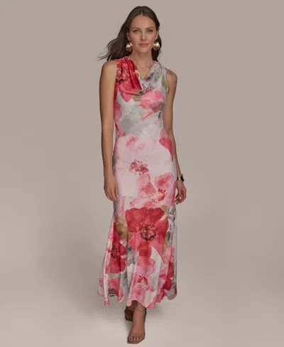 Donna Karan Women's Cowl-neck Sleeveless Gown In Spring Melon Multi