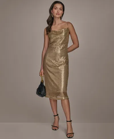 Donna Karan Women's Cowl-neck Sleeveless Sequin Dress