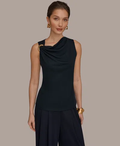 Donna Karan Women's Cowl Neck Top In Black