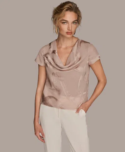 Donna Karan Women's Cowl Neck Top In Pink