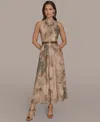 Donna Karan Floral Georgette Maxi Dress In Green