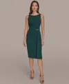 Donna Karan Ruched Crepe Sheath Dress In Green