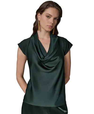 Donna Karan Women's Crepe Jersey Short-sleeve Blouse In Black Forest