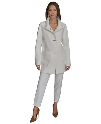 Donna Karan Women's Crepe Stand-collar Coat In Cream