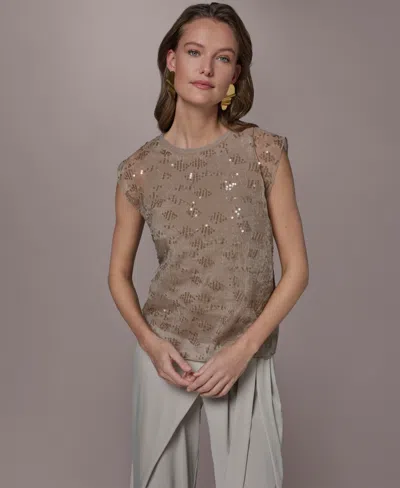 Donna Karan Women's Crew Neck Top In Brown