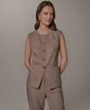 Donna Karan Button Front Vest In Brown