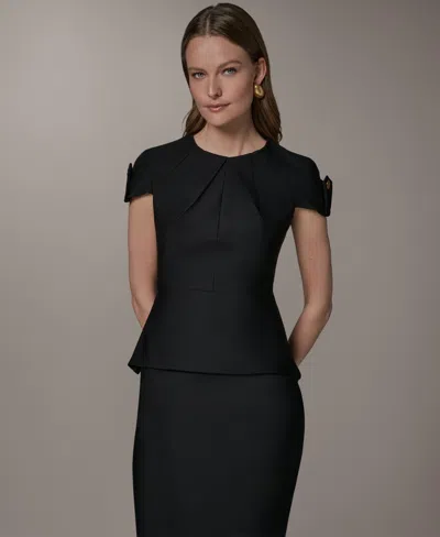 Donna Karan Women's Crewneck Peplum Top In Black