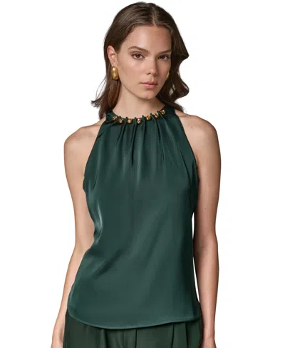 Donna Karan Women's Crewneck Sleeveless Top In Green