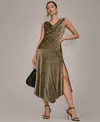 Donna Karan Women's Crinkle Asymmetric Midi Dress In Brown