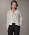 Donna Karan Crochet Button Front Jacket In White