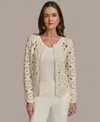 Donna Karan Women's Crochet Cotton Blend Cardigan