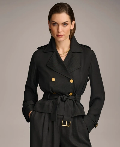 Donna Karan Women's Cropped Belted Jacket In Black